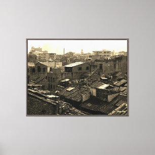 Antiek China Kanton stad Canvas Afdruk