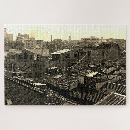 Antiek China Kanton stad Legpuzzel (Horizontaal)