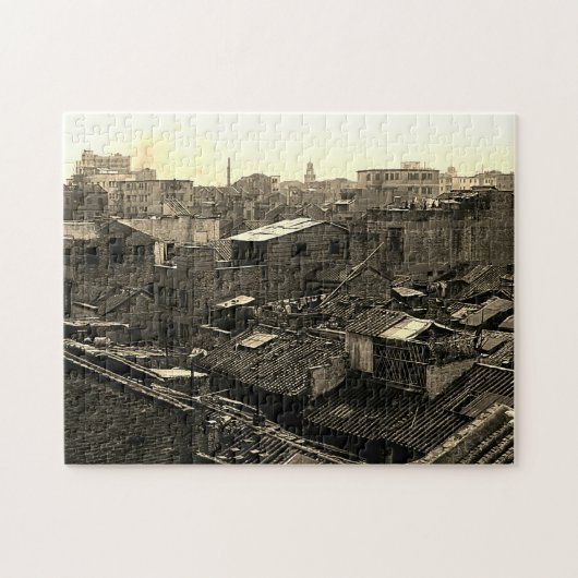 Antiek China Kanton stad Legpuzzel (Horizontaal)