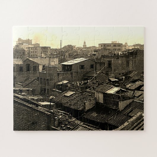 Antiek China Kanton stad Legpuzzel (Horizontaal)