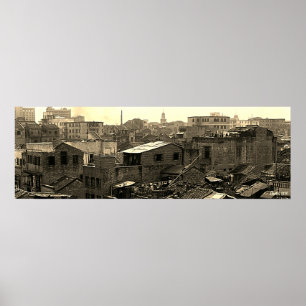 Antiek China Kanton stad Poster