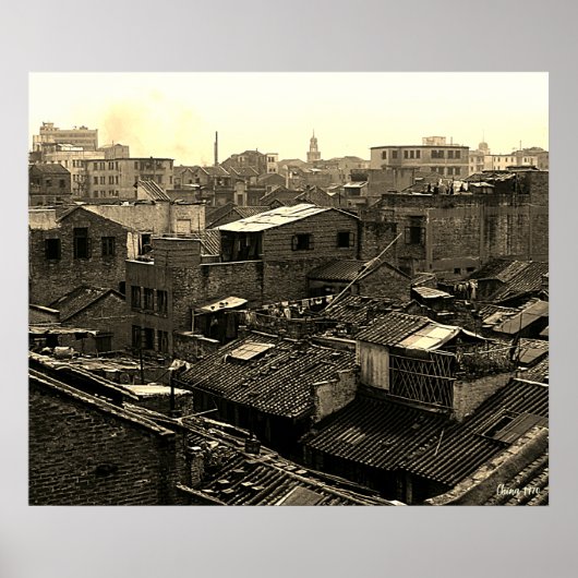 Antiek China Kanton stad Poster (Voorkant)