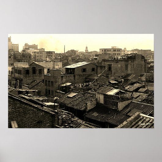 Antiek China Kanton stad Poster (Voorkant)