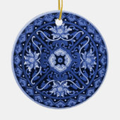 Antiek Chinees blauw en wit Mandala Keramisch Ornament (Voorkant)