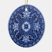 Antiek Chinees blauw en wit Mandala Keramisch Ornament (Links)