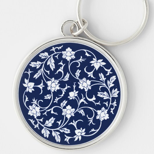 Antiek Chinees blauw en wit Mandala Sleutelhanger (Voorkant)