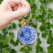 Antiek Chinees blauw en wit Mandala Sleutelhanger (Hand)