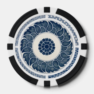 Antiek Chinees Blauw-Wit Porselein Patroon Poker Chips