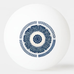 Antiek Chinees Blauw Witte Porselein Patroon Pingpongbal