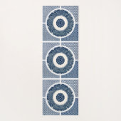 Antiek Chinees Blauw Witte Porselein Patroon Yogamat (Achterkant)