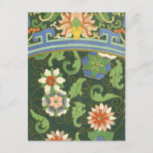 Antiek Chinees Cloisonné-patroon: Jade Groen Briefkaart