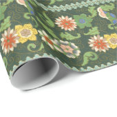 Antiek Chinees Cloisonné-patroon: Jade Groen Cadeaupapier (Rol Hoek)