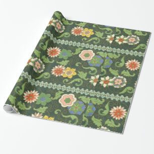 Antiek Chinees Cloisonné-patroon: Jade Groen Cadeaupapier