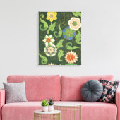 Antiek Chinees Cloisonné-patroon: Jade Groen Canvas Afdruk (Insitu (Woonkamer))