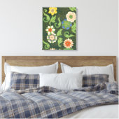 Antiek Chinees Cloisonné-patroon: Jade Groen Canvas Afdruk (Insitu (Slaapkamer))