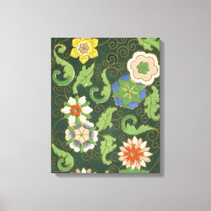 Antiek Chinees Cloisonné-patroon: Jade Groen Canvas Afdruk