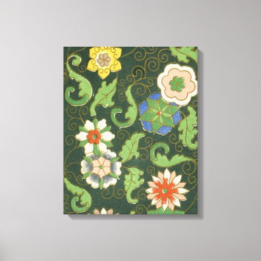 Antiek Chinees Cloisonné-patroon: Jade Groen Canvas Afdruk (Voorkant)
