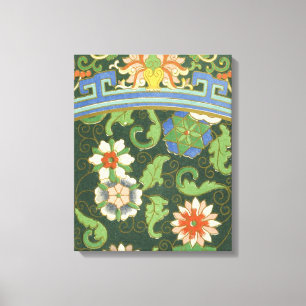 Antiek Chinees Cloisonné-patroon: Jade Groen Canvas Afdruk