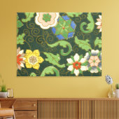 Antiek Chinees Cloisonné-patroon: Jade Groen Canvas Afdruk (Insitu (Woonkamer))