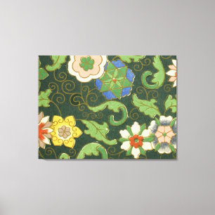 Antiek Chinees Cloisonné-patroon: Jade Groen Canvas Afdruk