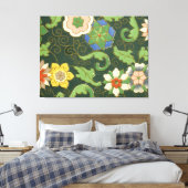 Antiek Chinees Cloisonné-patroon: Jade Groen Canvas Afdruk (Insitu (Slaapkamer))