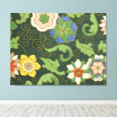 Antiek Chinees Cloisonné-patroon: Jade Groen Canvas Afdruk (Insitu (Houten vloer))