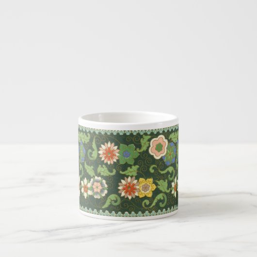 Antiek Chinees Cloisonné-patroon: Jade Groen Espresso Kop (Voorkant)