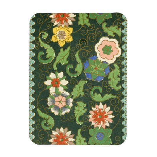 Antiek Chinees Cloisonné-patroon: Jade Groen Magneet (Verticaal)