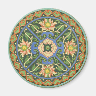 Antiek Chinees Cloisonné-patroon: Jade Groen Magneet