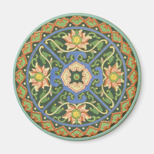 Antiek Chinees Cloisonné-patroon: Jade Groen Magneet (Voorkant)