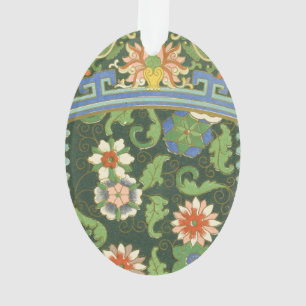 Antiek Chinees Cloisonné-patroon: Jade Groen Ornament