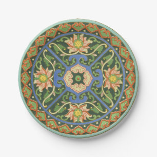Antiek Chinees Cloisonné-patroon: Jade Groen Papieren Bordje