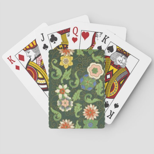 Antiek Chinees Cloisonné-patroon: Jade Groen Pokerkaarten (Achterkant)