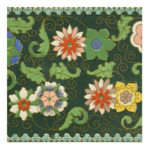 Antiek Chinees Cloisonné-patroon: Jade Groen Poster