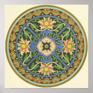 Antiek Chinees Cloisonné-patroon: Jade Groen Poster