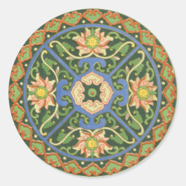 Antiek Chinees Cloisonné-patroon: Jade Groen Ronde Sticker