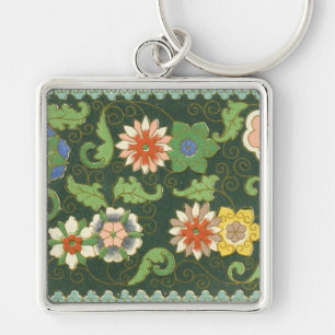 Antiek Chinees Cloisonné-patroon: Jade Groen Sleutelhanger
