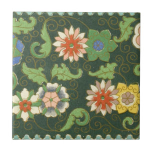 Antiek Chinees Cloisonné-patroon: Jade Groen Tegeltje