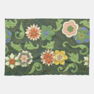 Antiek Chinees Cloisonné-patroon: Jade Groen Theedoek
