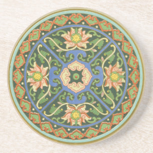 Antiek Chinees Cloisonné-patroon: Jade Groen Zandsteen Onderzetter