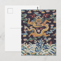 Antiek Chinees Draak Oriëntaals Zijde Patroon