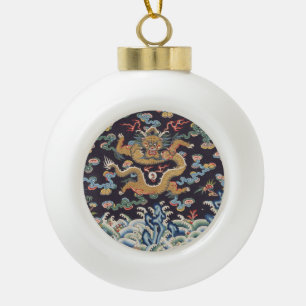 Antiek Chinees Draak Oriëntaals Zijde Patroon Keramische Bal Ornament