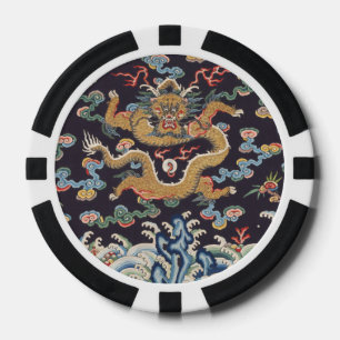Antiek Chinees Draak Oriëntaals Zijde Patroon Poker Chips