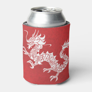 Antiek Chinees Draak Stam Embleem Rood Blikjeskoeler