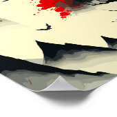 Antiek Chinees Inktschilderij: Golden Moon en Rood Poster (Hoek)