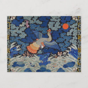 Antiek Chinees Kraanpatroon: Imperiaal Blauw Briefkaart