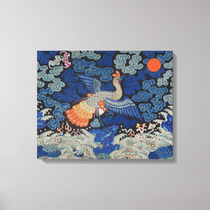 Antiek Chinees Kraanpatroon: Imperiaal Blauw Canvas Afdruk