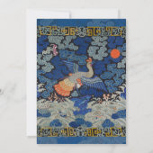 Antiek Chinees Kraanpatroon: Imperiaal Blauw Kaart (Achterkant)