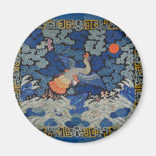 Antiek Chinees Kraanpatroon: Imperiaal Blauw Magneet