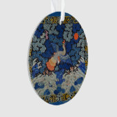 Antiek Chinees Kraanpatroon: Imperiaal Blauw Ornament (voorkant)